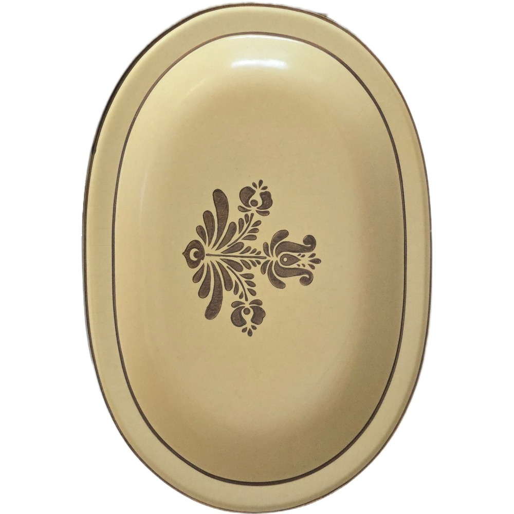 Pfaltzgraff Village Tan Brown Floral Oval Serving Platter 16 Inch Stoneware 017